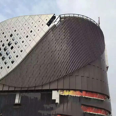 6000mm موج بافل نمای ساختمان فلزی روکش دیوار پرده آلومینیومی