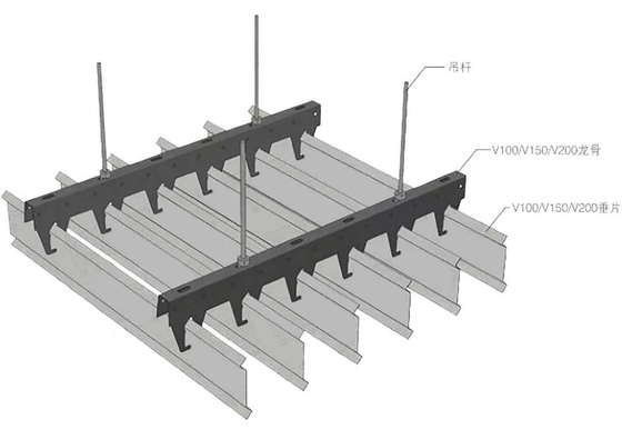 200x3000mm سقف فلزی آلومینیومی صفحه نمایش B ضخامت 0.5mm